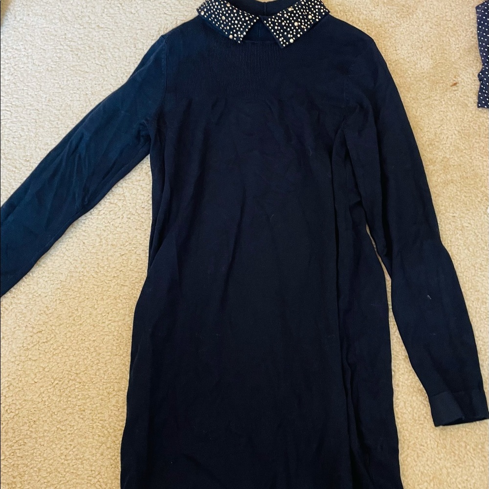 Long sleeve navy sweater dress